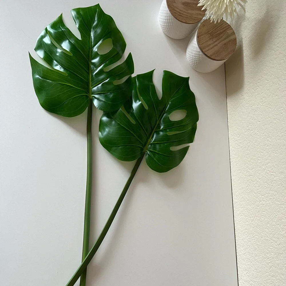 NEW 🌿 Monstera Leaves 1 Pair of REALISTIC Extra Large Faux leaves 31”x 11”